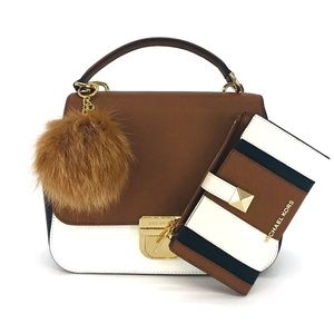 3PCS Michael Kors Bridgette Messenger Bag Wallet